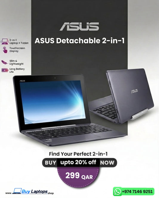 ASUS Detachable 2-in-1 Laptop Tablet – Intel Pentium, 2GB RAM, 64GB Storage, Windows 10 | Portable Touchscreen Convertible