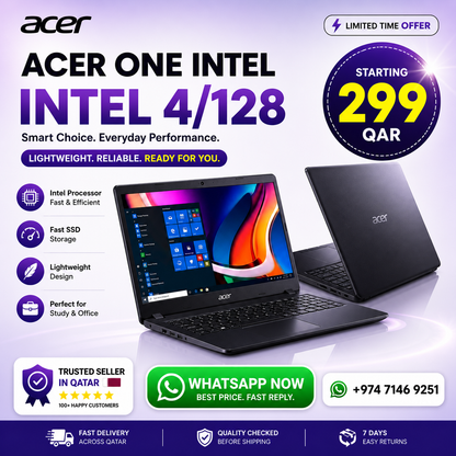 Acer Laptop – Intel Pentium Processor, 4GB RAM, 128GB SSD | Budget Friendly & Fast Performance